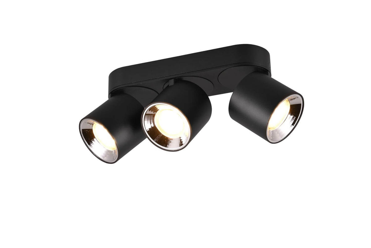 Plafonnier Guayana 3 lumières noir mat