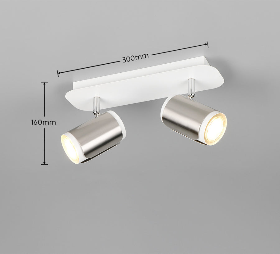 Spot Gillan 2 lumières nickel satiné