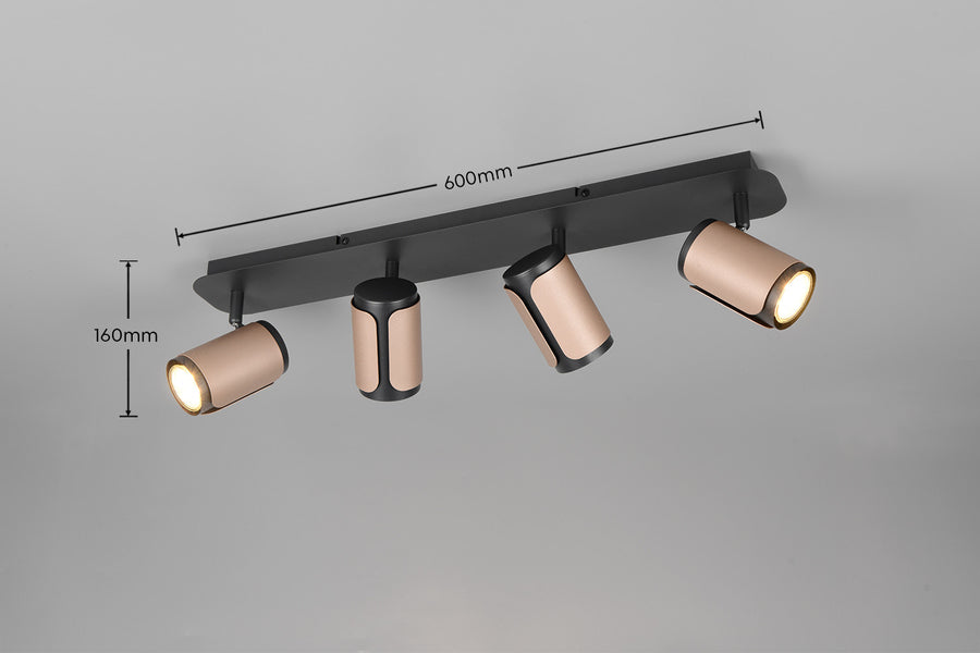 Schéma coté du spot plafond, largeur 600 mm et hauteur 160 mm indiquées