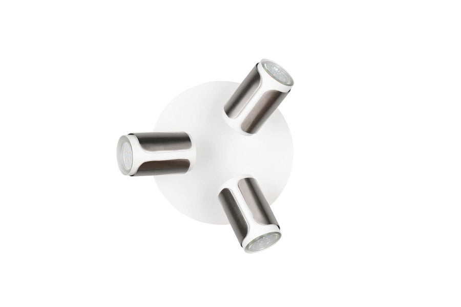 Vue du dessus montrant l'implantation circulaire des trois projecteurs sur la platine.