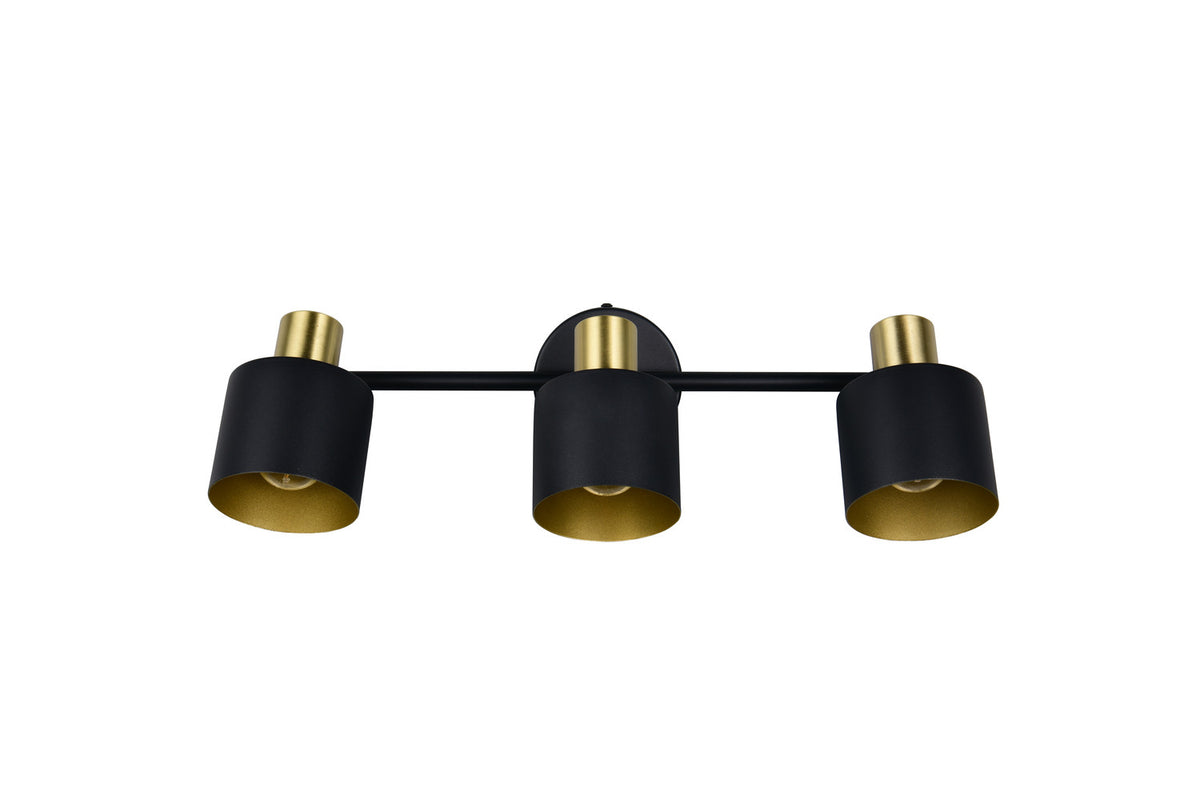 Spot Eva 3 lumières noir et doré