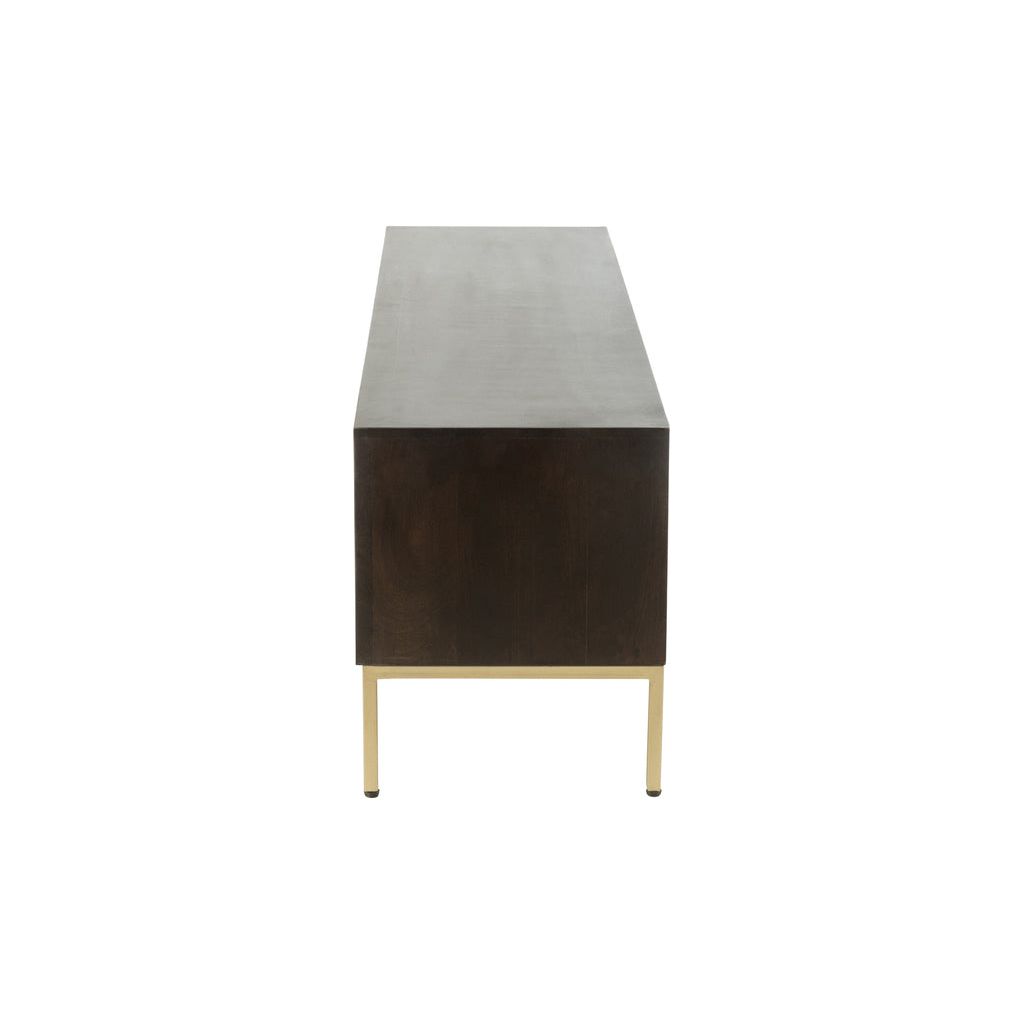 Meuble TV 2 portes en bois de manguier/fer marron/or | Designix - - https://designix.fr