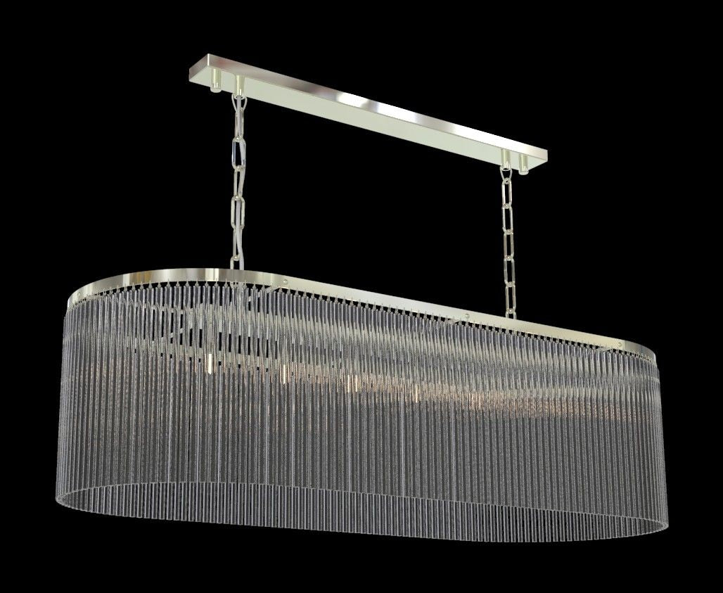 Modèle nickelé vu de trois quarts, cadre métallique et longues tiges transparentes