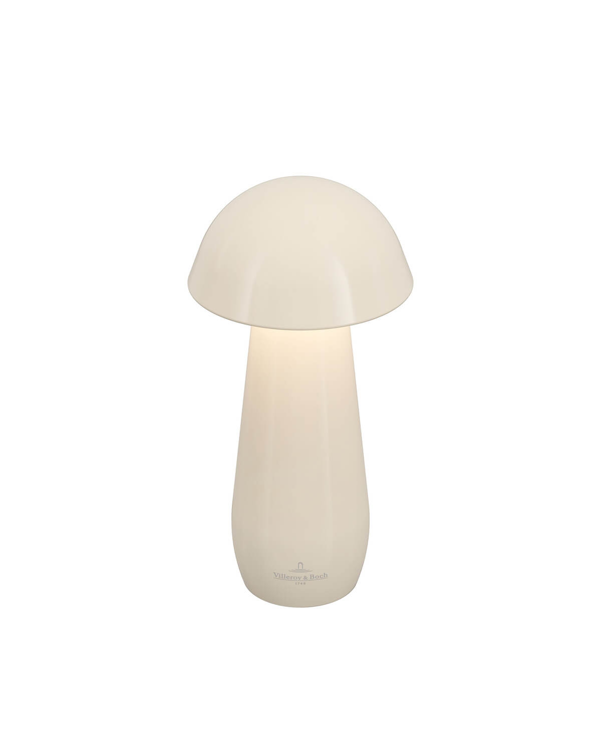 Lampe extérieure crème en forme de champignon, vue de face sur fond blanc