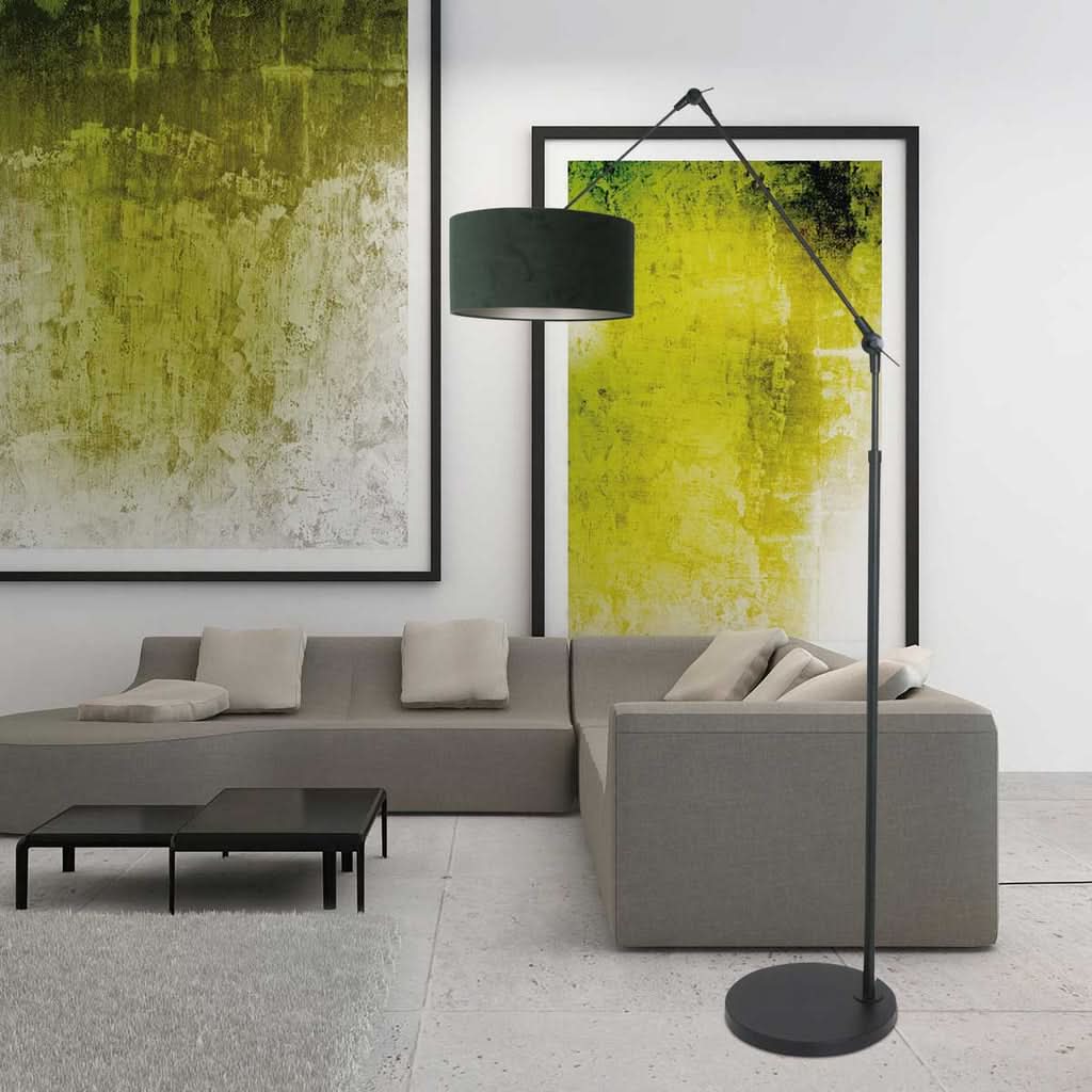 Lampe de sol Prestige Chic 7395ZW+K1068VS Noir-Velours Vert | Designix - - https://designix.fr