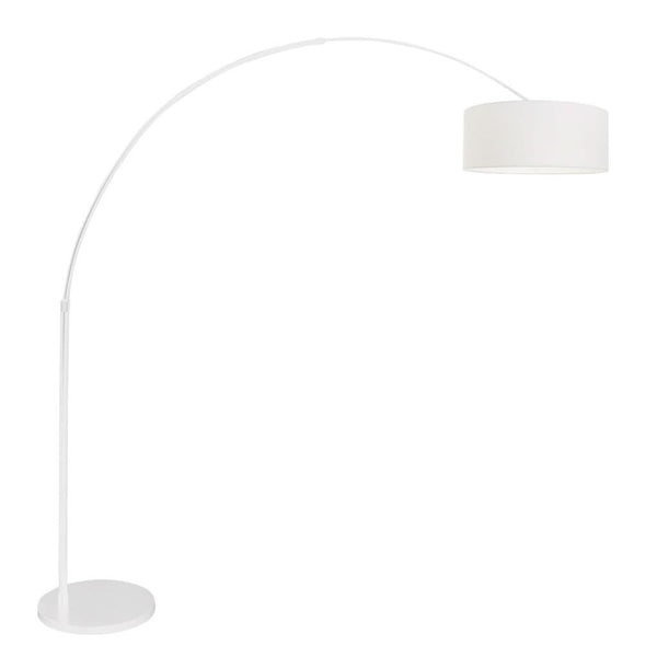 Lampe Arquée Lin Blanc 50cm