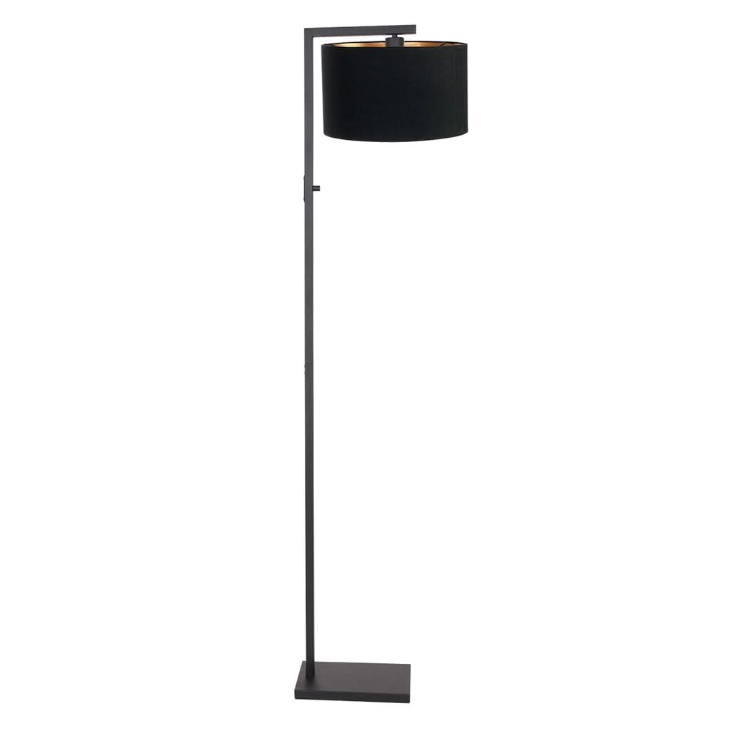 Lampe sur pied 7196ZW Noir + Abat-jour en Lin Noir | Designix - - https://designix.fr