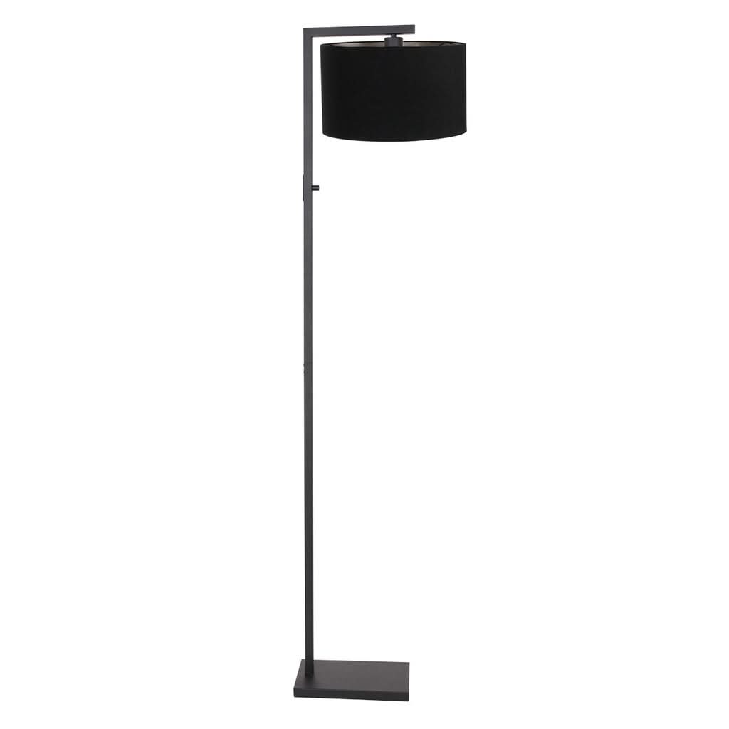 Lampe sur pied 7196ZW Noir + Abat-jour en Lin Noir | Designix - - https://designix.fr
