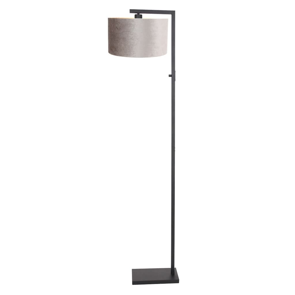 Lampe sur pied 8220ZW Noir + Abat-jour en velours argent | Designix - - https://designix.fr