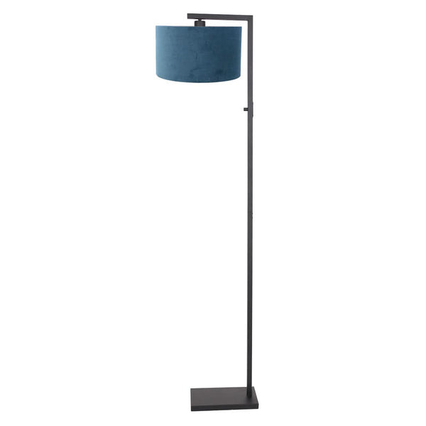 Lampadaire Noir Avec Abat-Jour Bleu Velours
