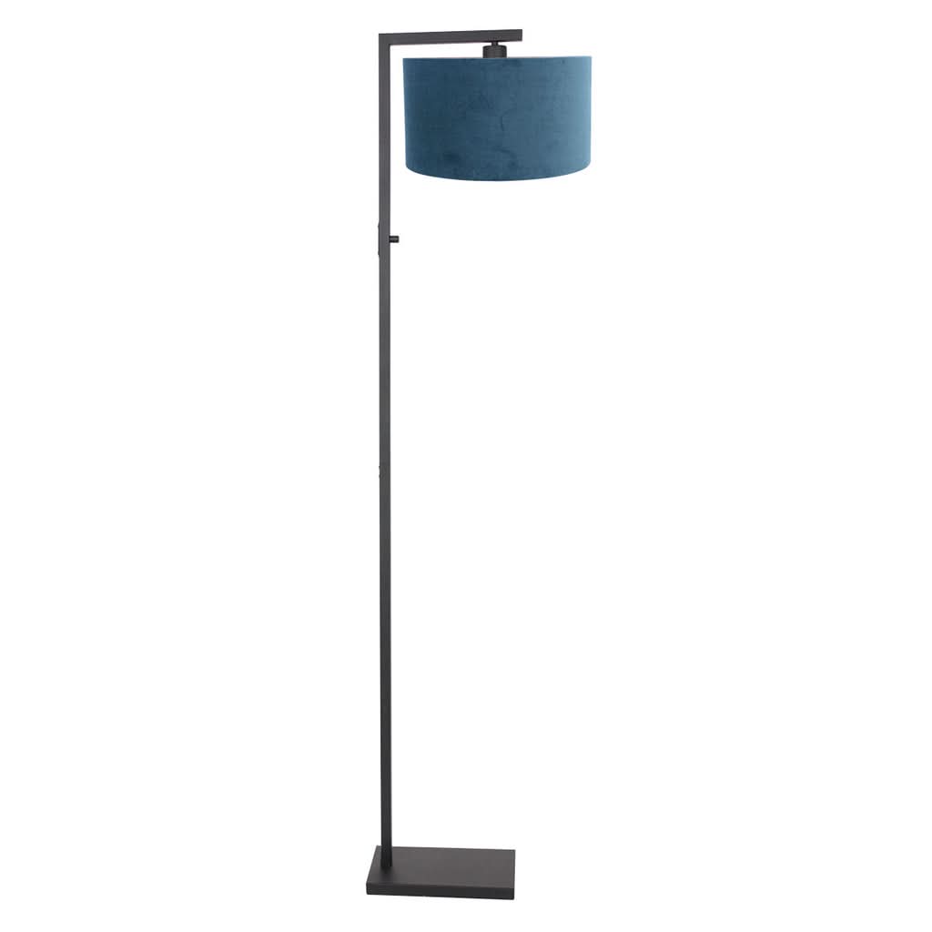 Lampe sur pied 8222ZW Noir + Abat-jour Velours Bleu | Designix - - https://designix.fr