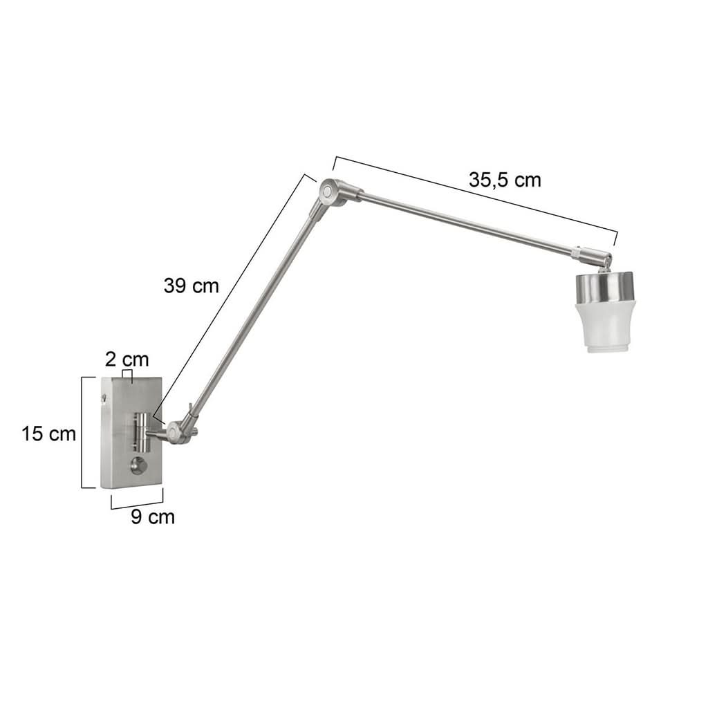 Applique murale orientable acier brossé à bras pivotant, Steinhauer 7396ST | Designix