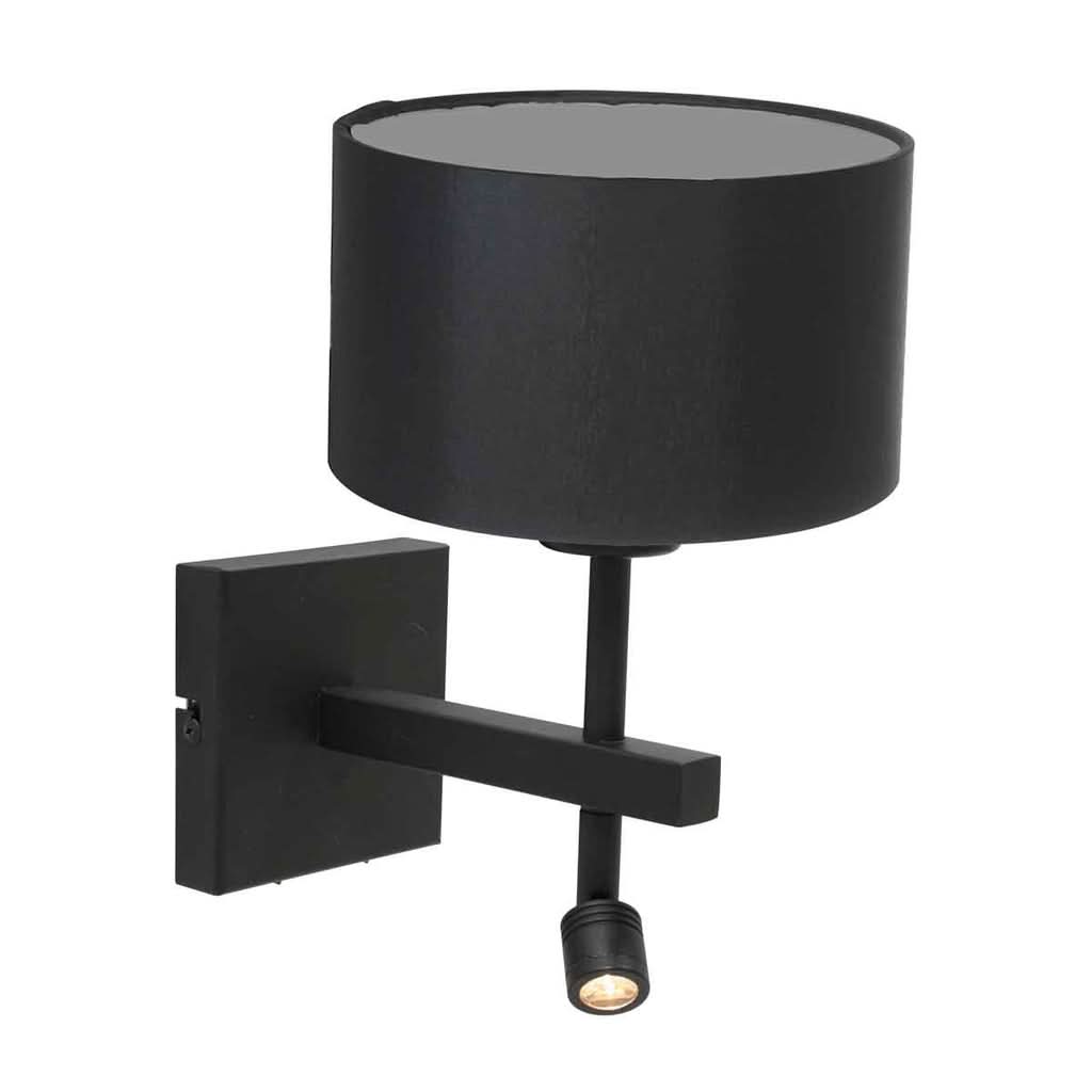 Applique murale Stang 7193ZW Noir + Abat-jour en lin noir | Designix - - https://designix.fr