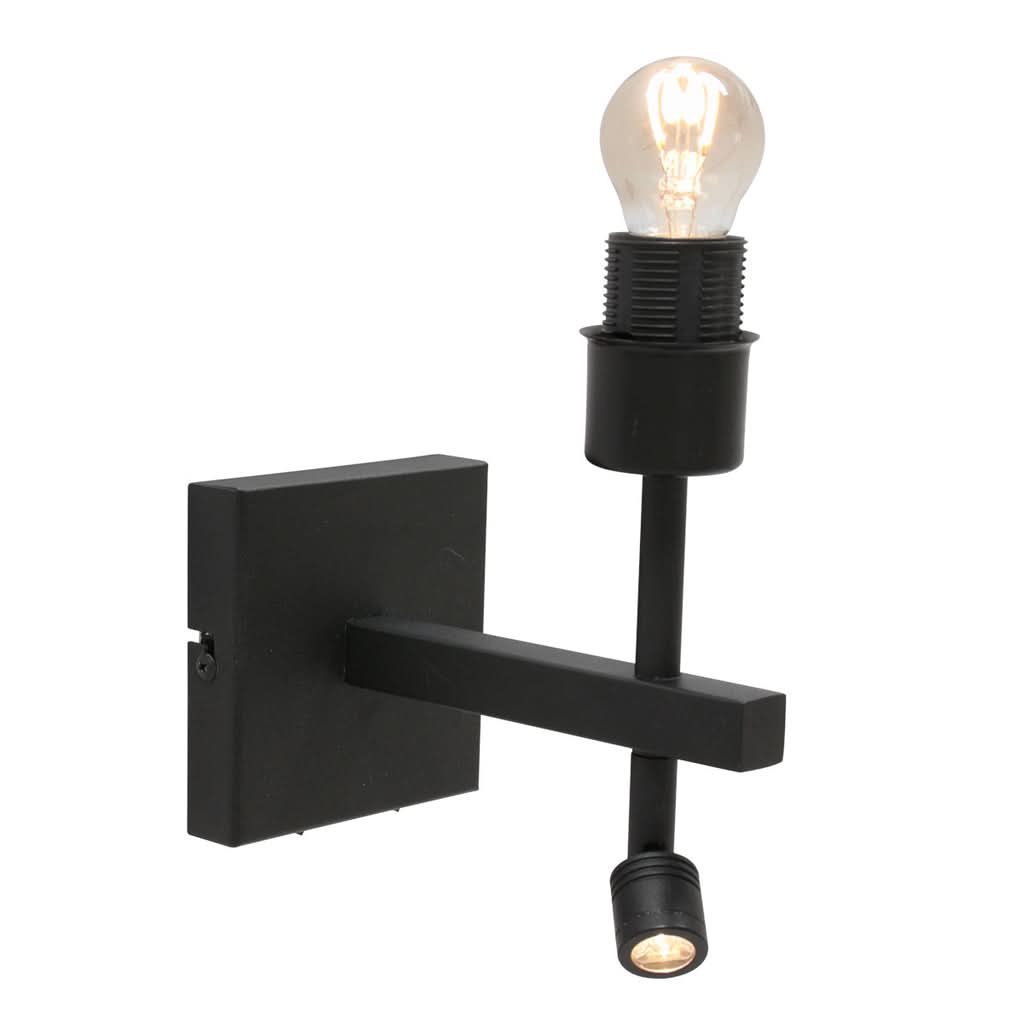 Applique murale Stang 7193ZW Noir + Abat-jour en lin noir | Designix - - https://designix.fr