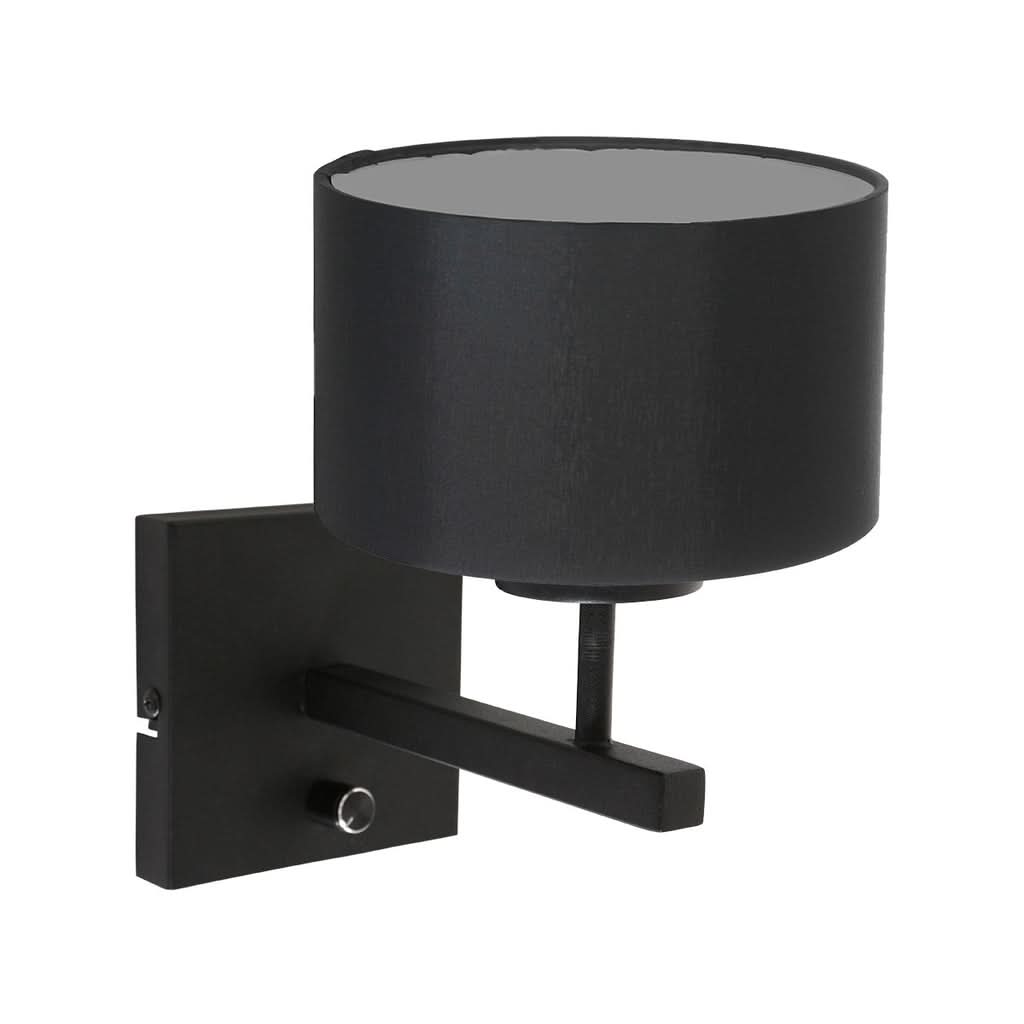 Applique murale Stang 7200ZW Noir + Abat-jour en lin noir | Designix - - https://designix.fr