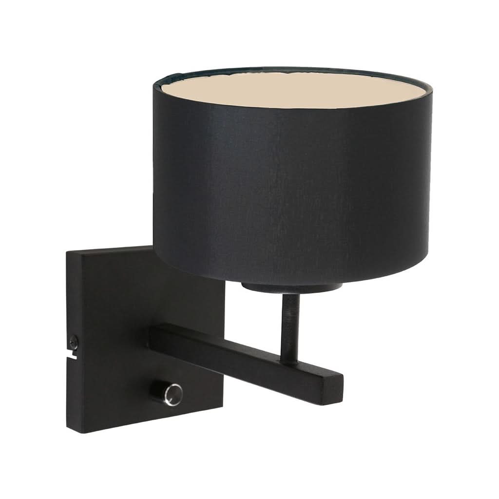 Applique murale Stang 7200ZW Noir + Abat-jour en lin noir | Designix - - https://designix.fr