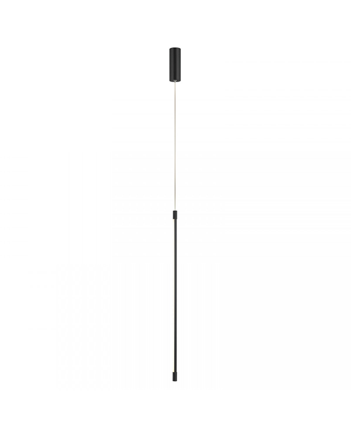 Produit seul sur fond blanc : long tube noir mat et câble fin