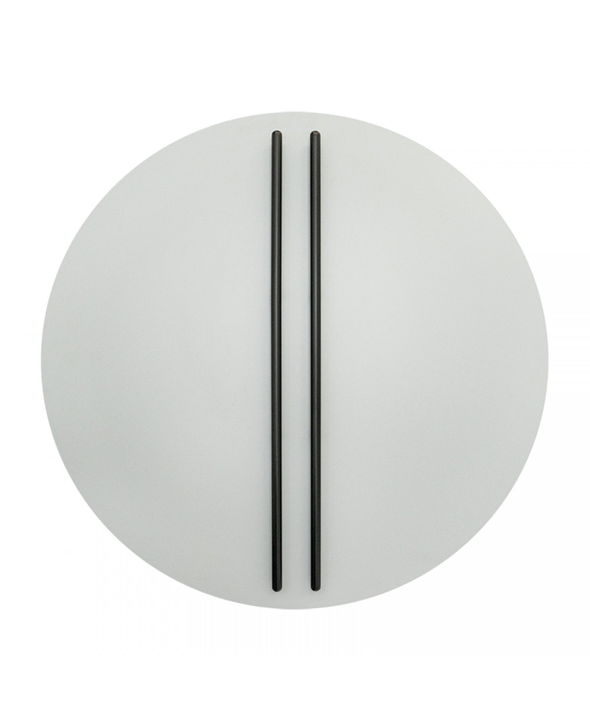Face avant du luminaire rond montrant le contraste des deux barres noires