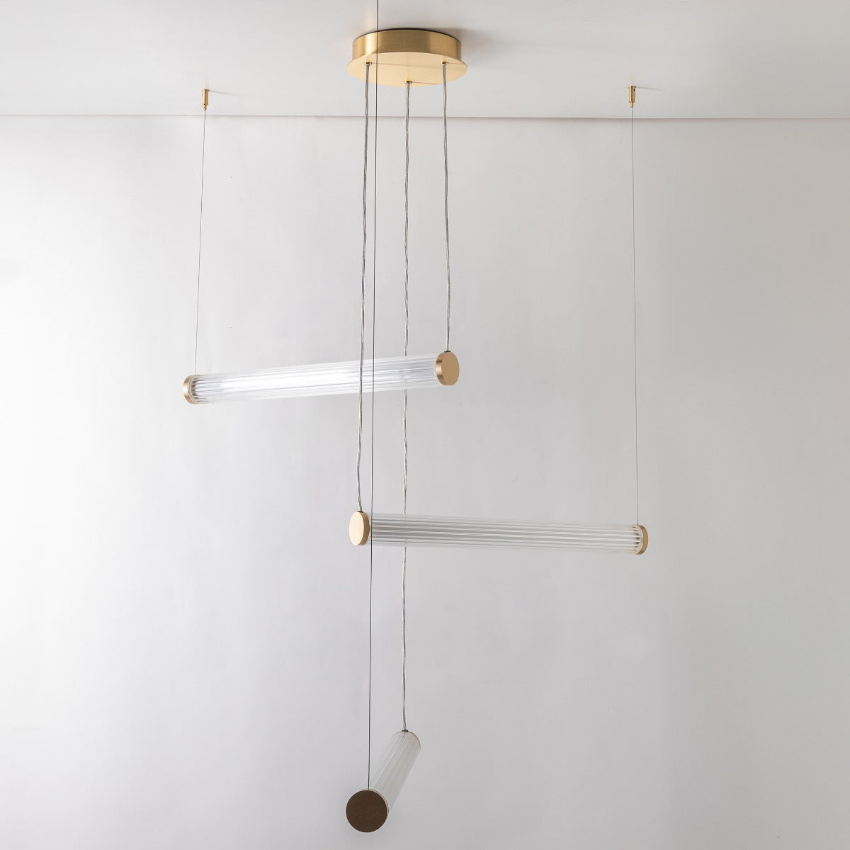 Suspension Como laiton brossé, verre, H 129 cm