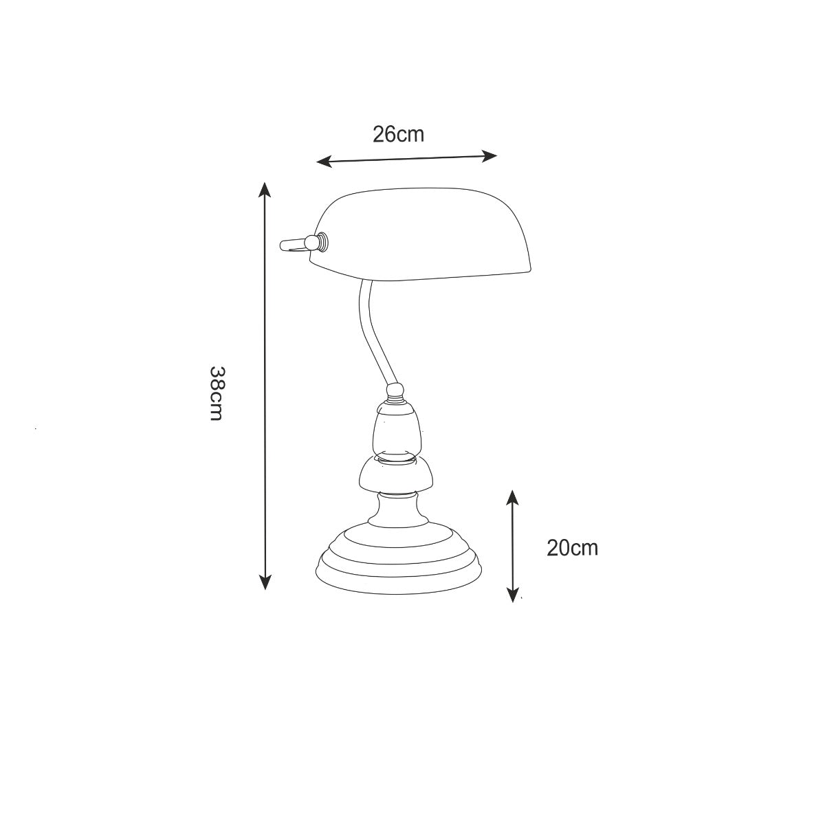 Lampe de bureau Edes laiton vieilli et verte, verre