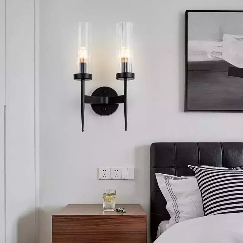 Applique Murale Chandelier | Chandelier - Designix Applique Murale Deux têtes Noir Blanc Chaud