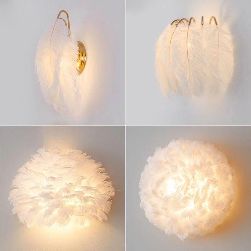 Appliques Chevet Plumes Élégantes | Kairo - Designix Applique Murale Petit Blanc Chaud (2700 - 3500K)