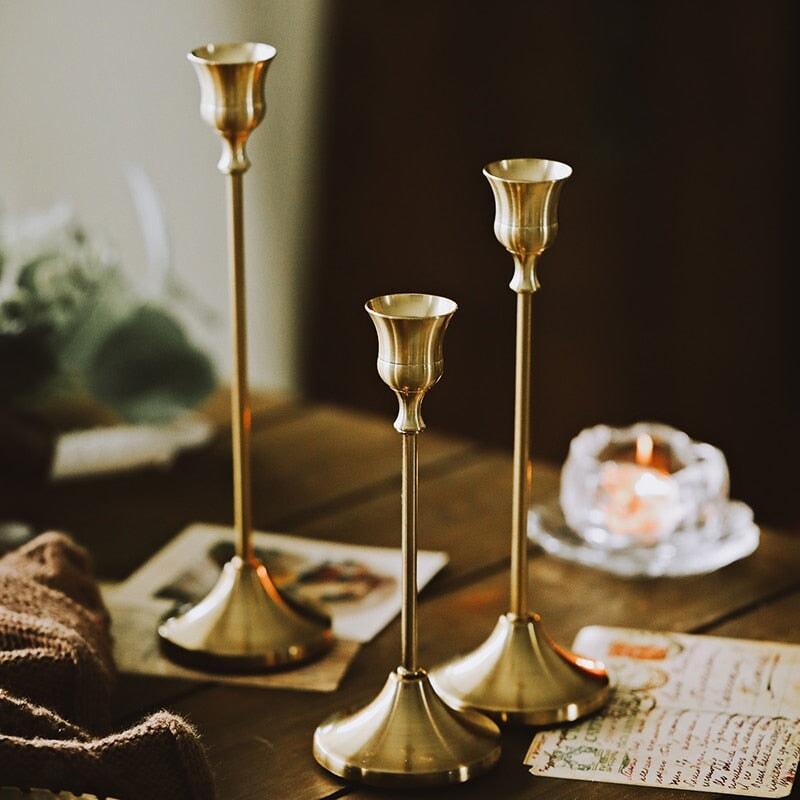 Bougeoir 3 Pièces | Lumière d'Or - Designix Bougeoirs Bronze