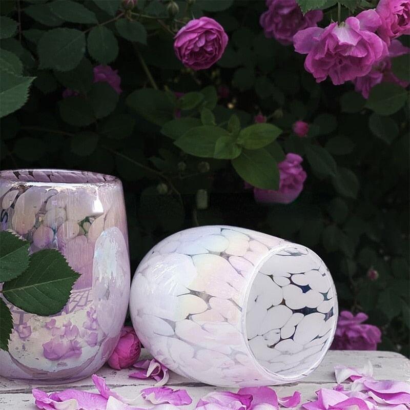 Bougeoir en Verre | Lueur Ovalescente - Designix Bougeoirs Rose