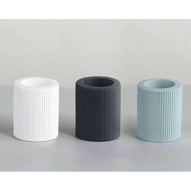 Bougeoir Rayé | Flamme d'Art - Designix Bougeoirs Blanc