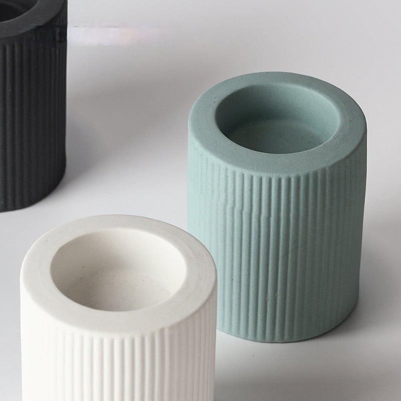Bougeoir Rayé | Flamme d'Art - Designix Bougeoirs Blanc