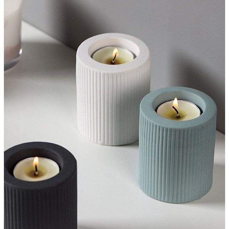 Bougeoir Rayé | Flamme d'Art - Designix Bougeoirs Blanc