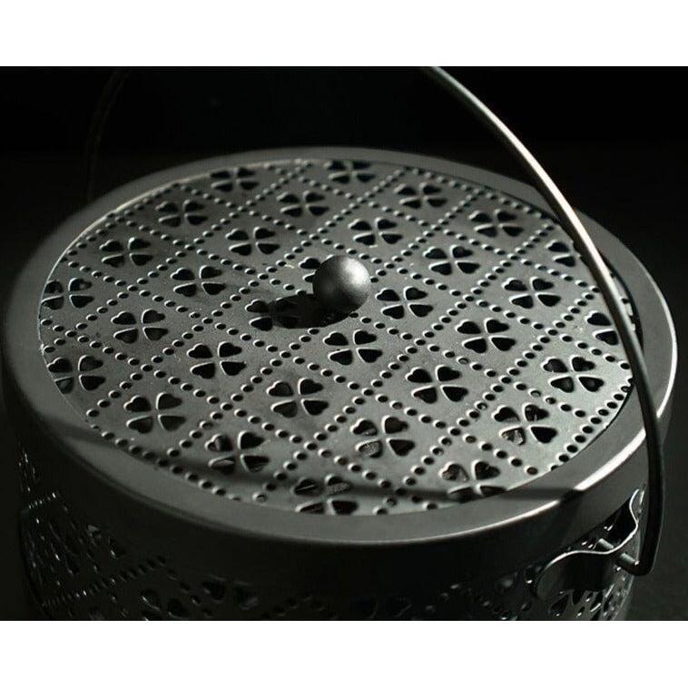 Brûleur d'Encens Oriental | Zen Sculpté - Designix Porte encens Noir | 14 x 14cm