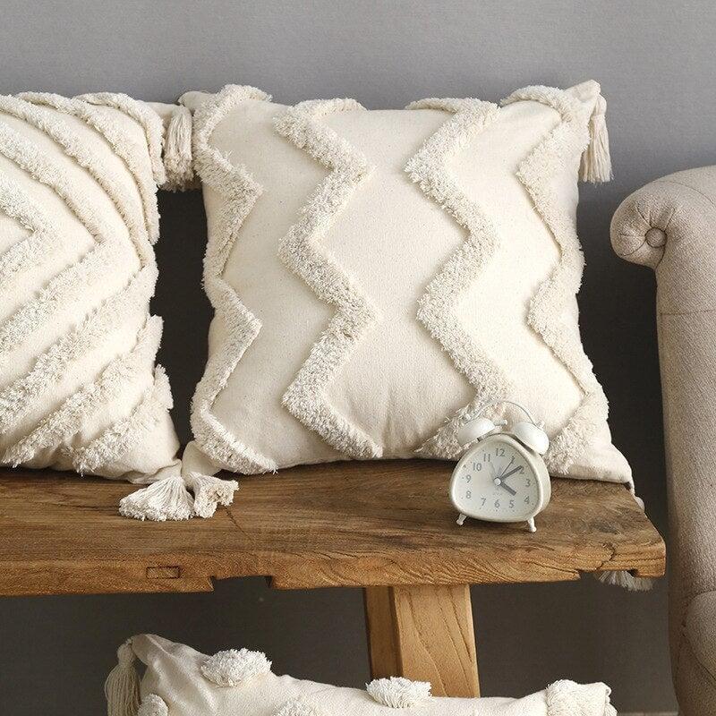 Coussin pompon Boho | Velours Étoilé - Designix Coussin Points