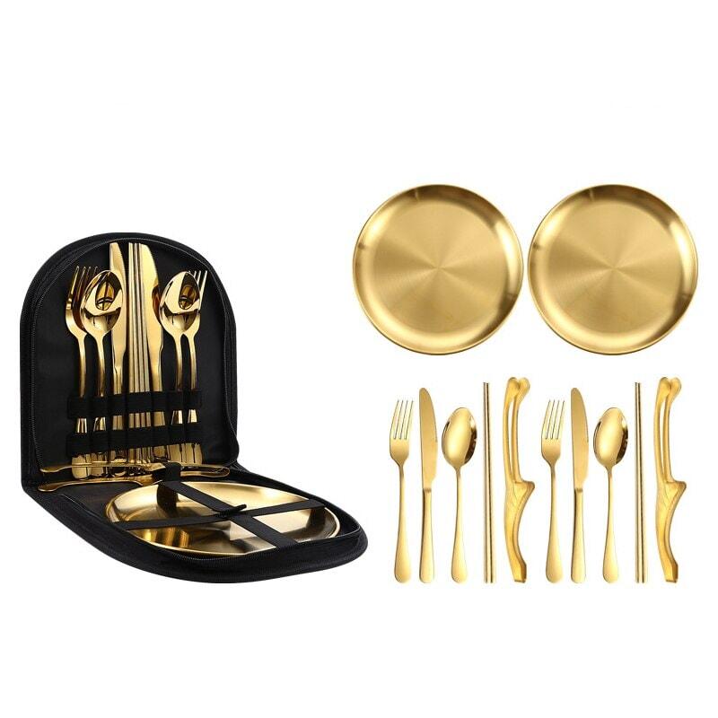 Couverts Pique - Nique | Cutlery - Designix Couverts de table 12 Couverts | Or