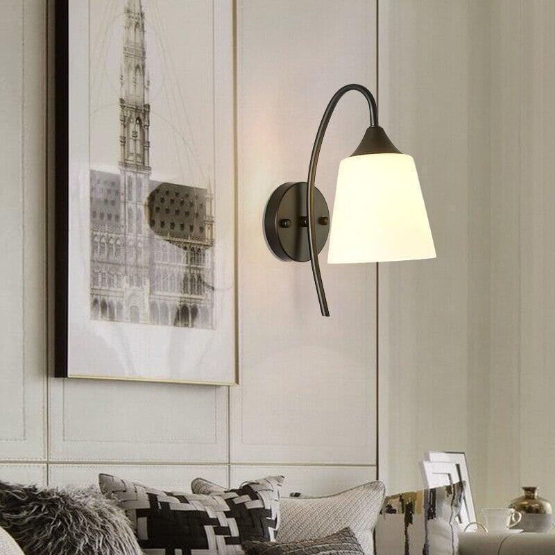 Lampe Applique Chevet Verre | Faro - Designix Applique Murale Noir | Coupe droite