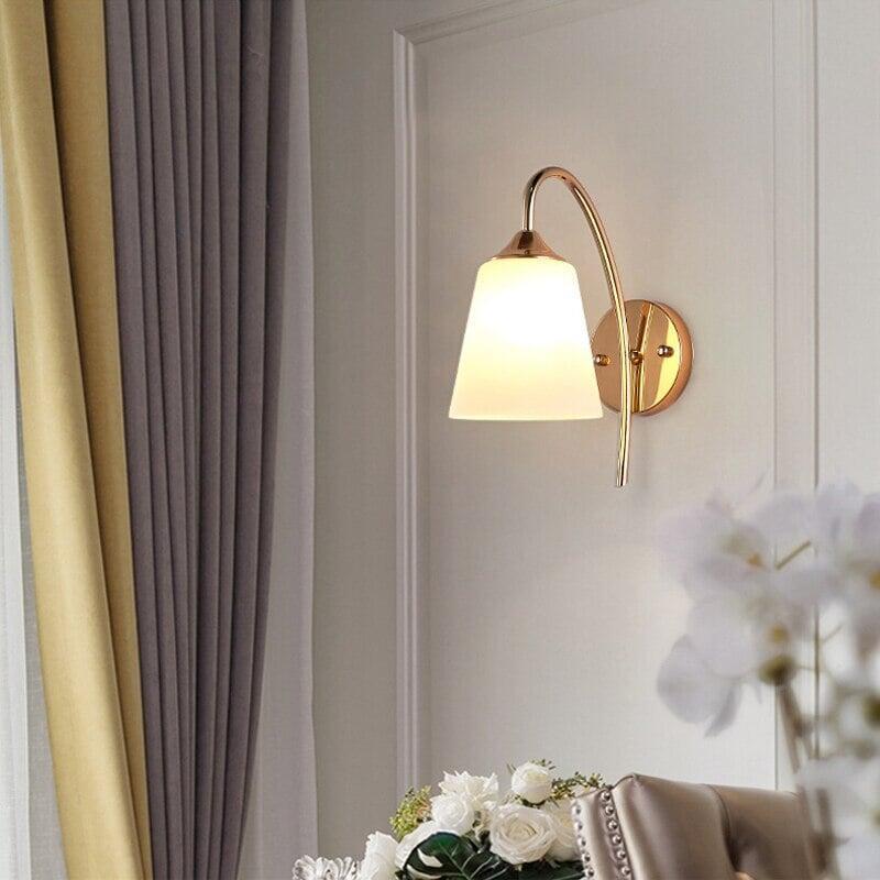 Lampe Applique Chevet Verre | Faro - Designix Applique Murale Or | Coupe droite