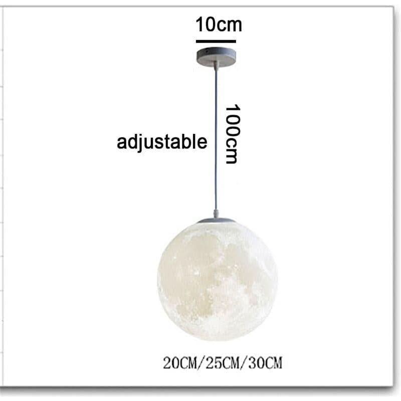 LED 3D Print Moon Pendant Lamp Living Room Bedroom Decoration Hanging Lamp Restaurant Lighting Luminaire Baby Pendant Light | Designix - 0 - https://designix.fr/