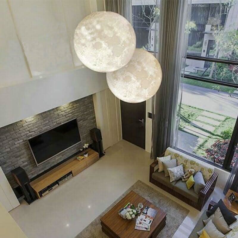 LED 3D Print Moon Pendant Lamp Living Room Bedroom Decoration Hanging Lamp Restaurant Lighting Luminaire Baby Pendant Light | Designix - 0 - https://designix.fr/