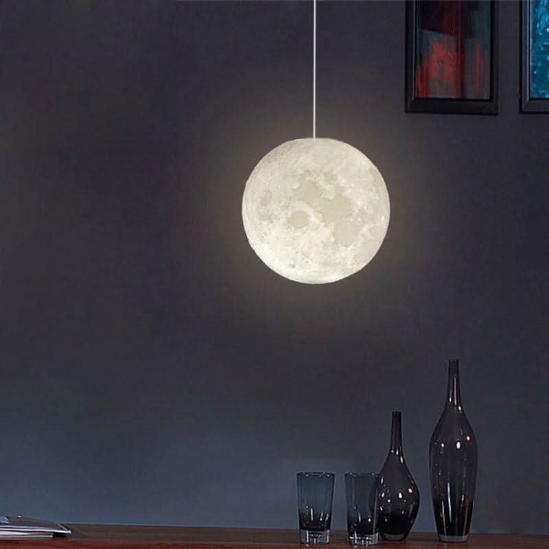LED 3D Print Moon Pendant Lamp Living Room Bedroom Decoration Hanging Lamp Restaurant Lighting Luminaire Baby Pendant Light | Designix - 0 - https://designix.fr/