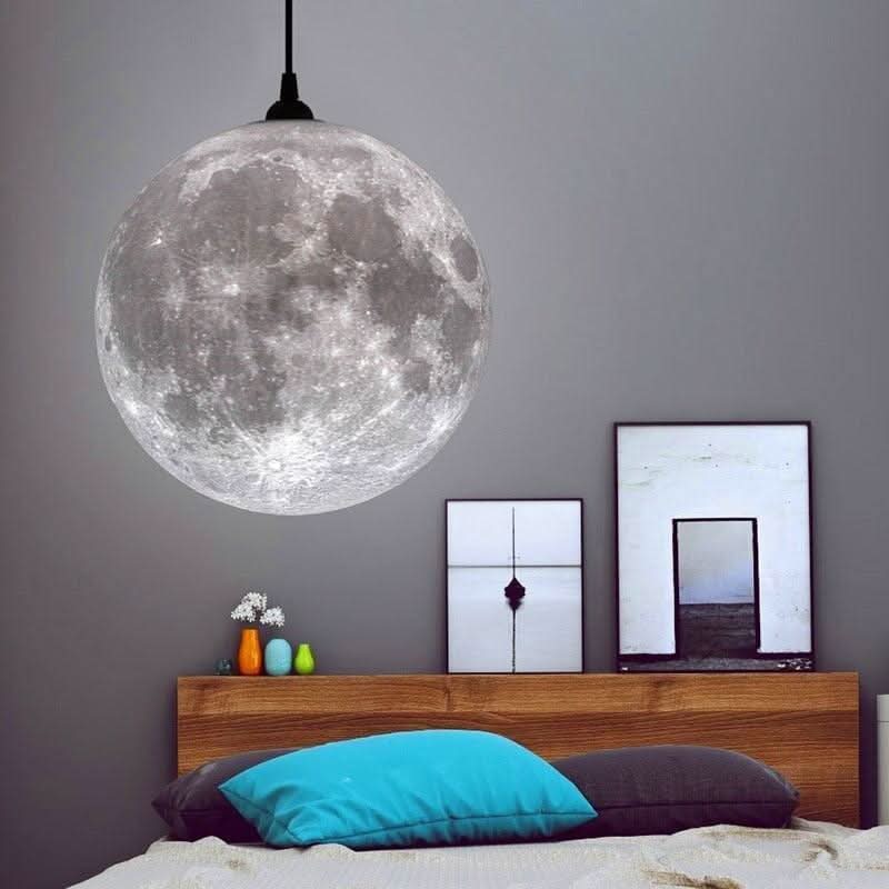 LED 3D Print Moon Pendant Lamp Living Room Bedroom Decoration Hanging Lamp Restaurant Lighting Luminaire Baby Pendant Light | Designix - 0 - https://designix.fr/