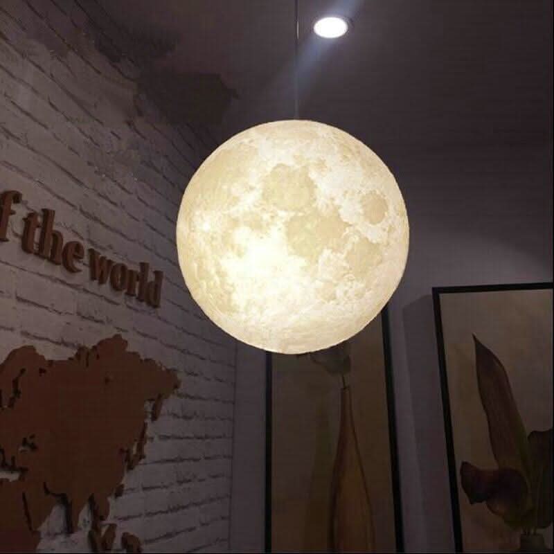 LED 3D Print Moon Pendant Lamp Living Room Bedroom Decoration Hanging Lamp Restaurant Lighting Luminaire Baby Pendant Light | Designix - 0 - https://designix.fr/
