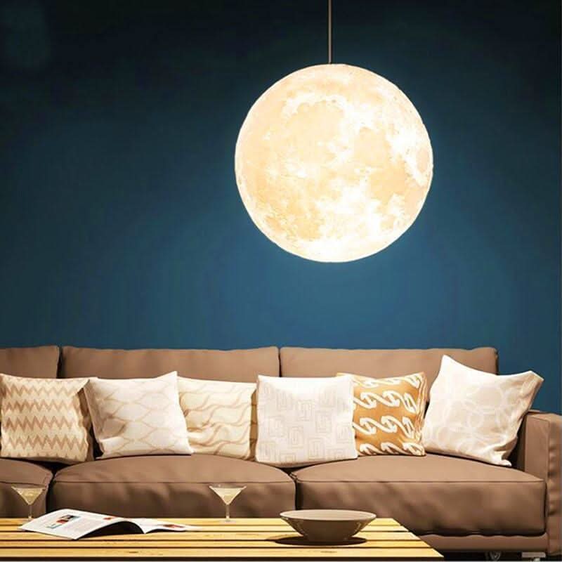 LED 3D Print Moon Pendant Lamp Living Room Bedroom Decoration Hanging Lamp Restaurant Lighting Luminaire Baby Pendant Light | Designix - 0 - https://designix.fr/