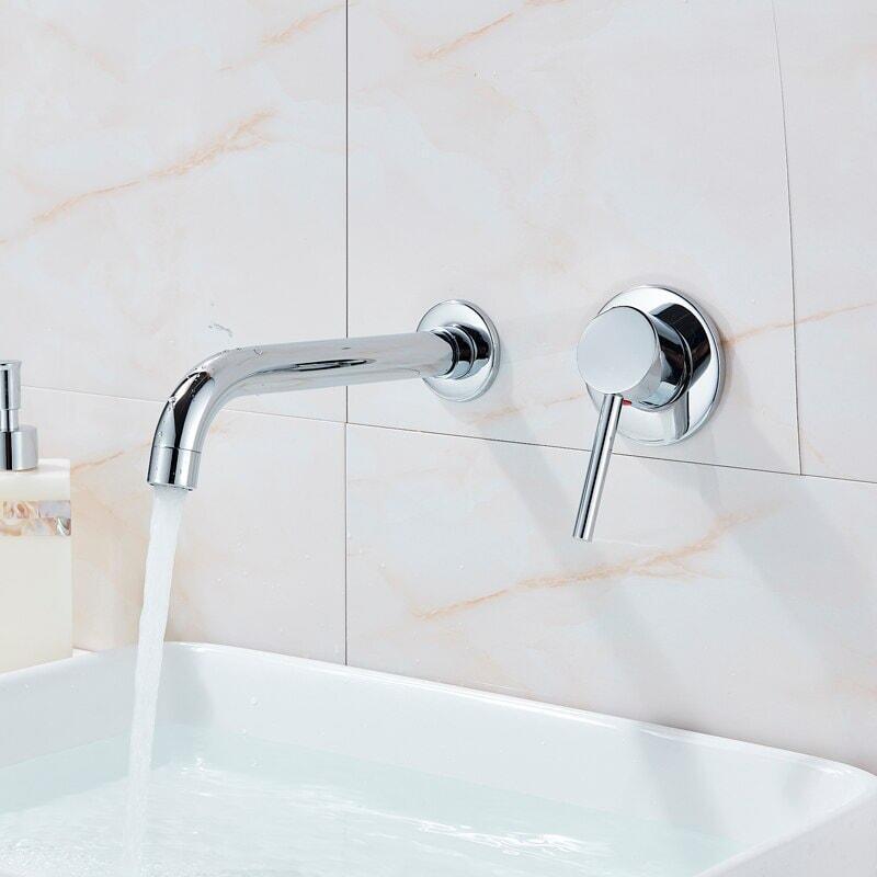 Mitigeur Lavabo Mural | Brillant Équilibre - Designix Mitigeur Lavabo Métal Brossé