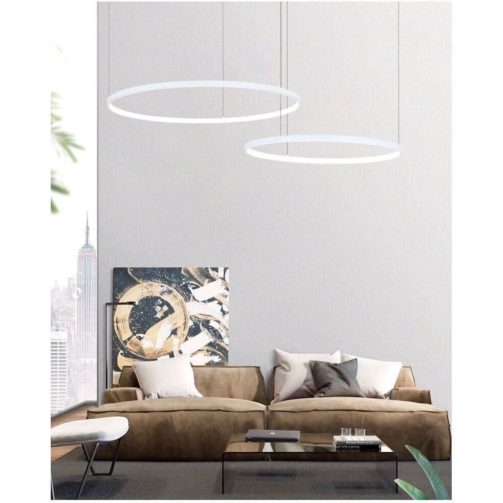 Modern Led Chandelier Circle Lights For Interior Design Engineering Line Hang LED Ring Chandelier Lamp Smart Ceiling | Designix - 0 60 80CM White Warm light no remote|110v 220v - https://designix.fr/