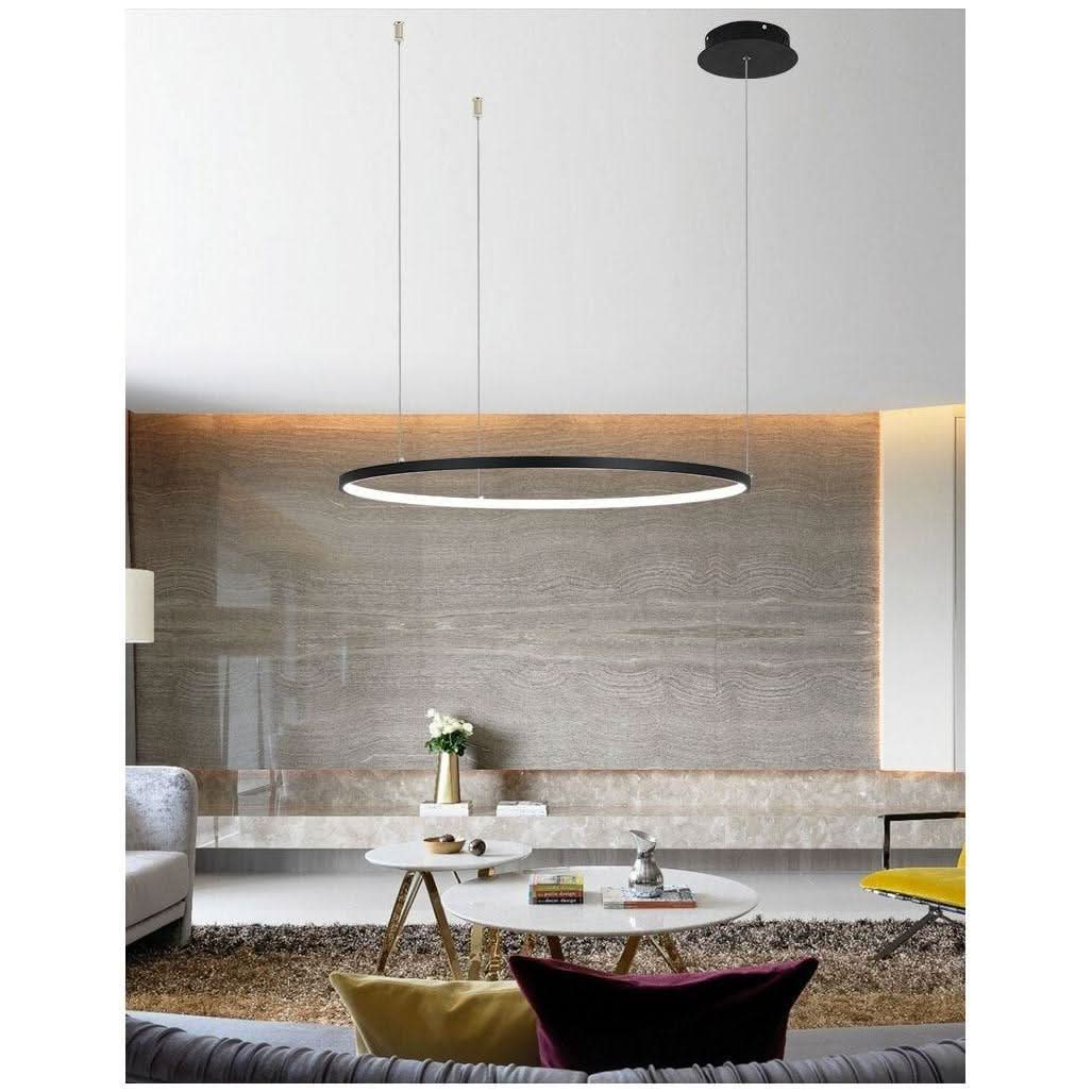 Modern Led Chandelier Circle Lights For Interior Design Engineering Line Hang LED Ring Chandelier Lamp Smart Ceiling | Designix - 0 80cm White Warm light no remote|110v 220v - https://designix.fr/