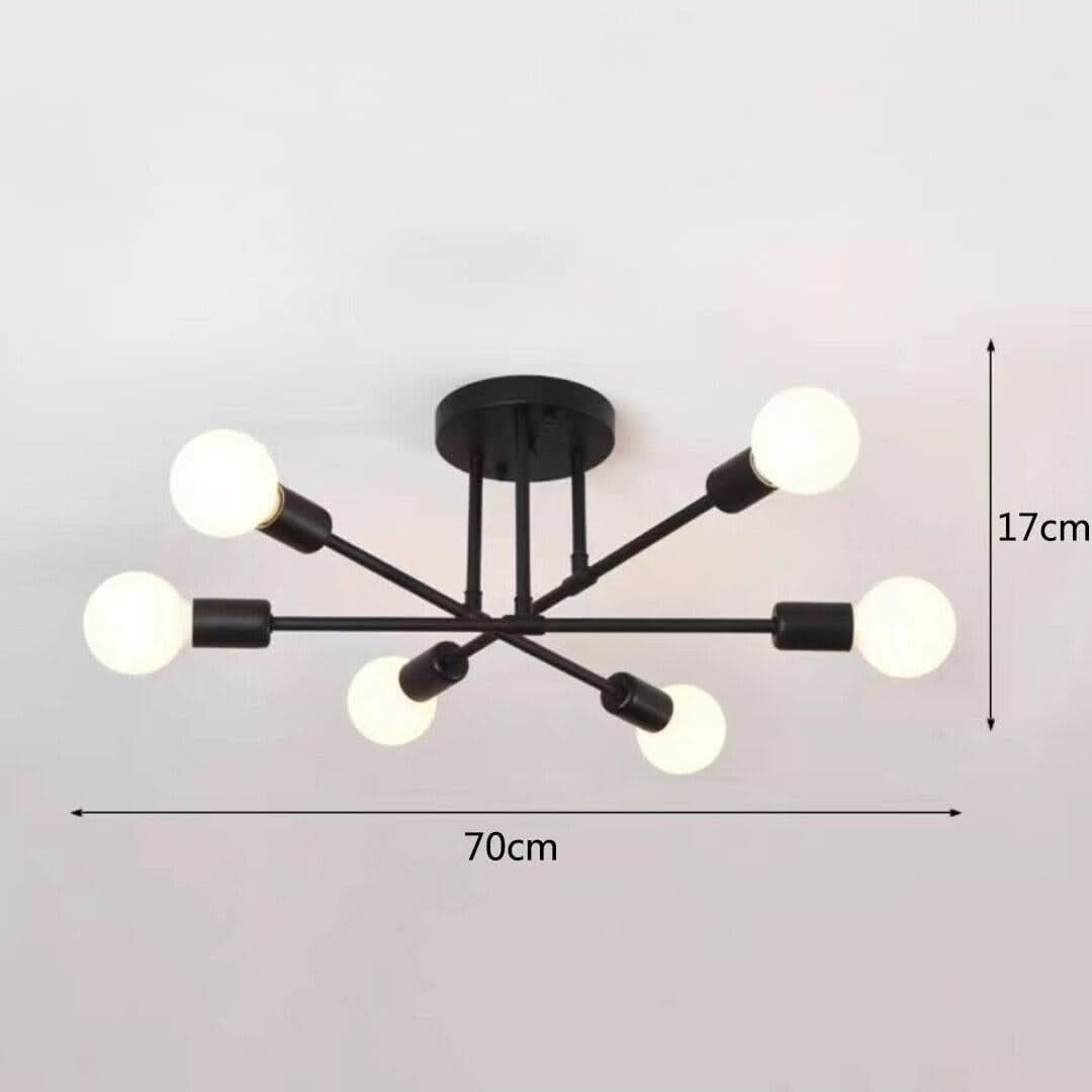 Nordic living room bedroom ceiling lights wrought iron home modern minimalist restaurant industrial wind ceiling lamp | Designix - 0 6heads Black - https://designix.fr/