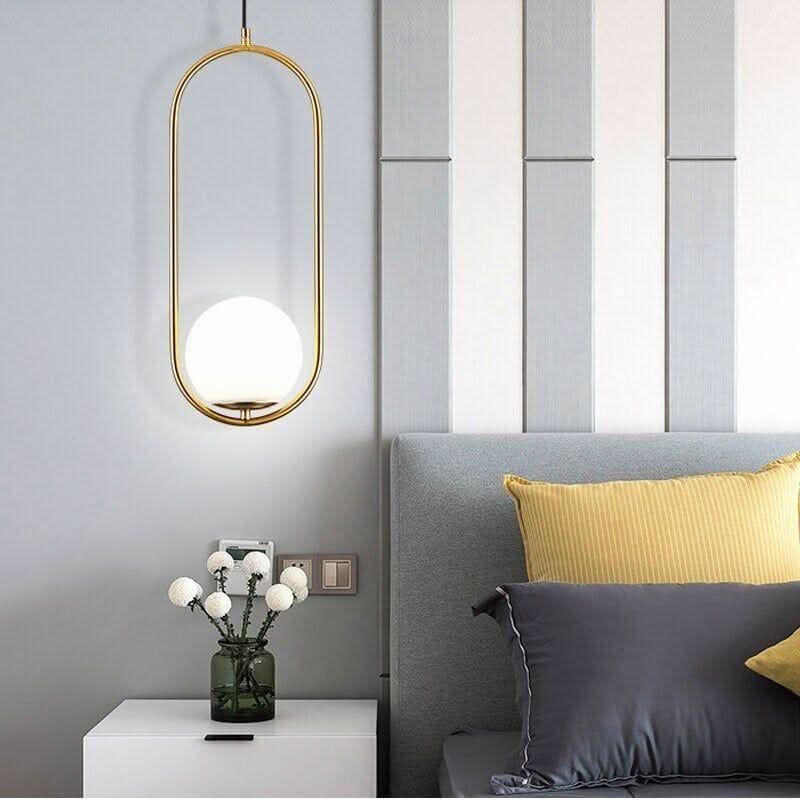 Nordic Modern Glass Ball Pendant Lights Vintage Hoop Led Hanging Lamp For Living Room Restaurant Lamp E27 Light Bulb Gold | Designix - 0 - https://designix.fr/