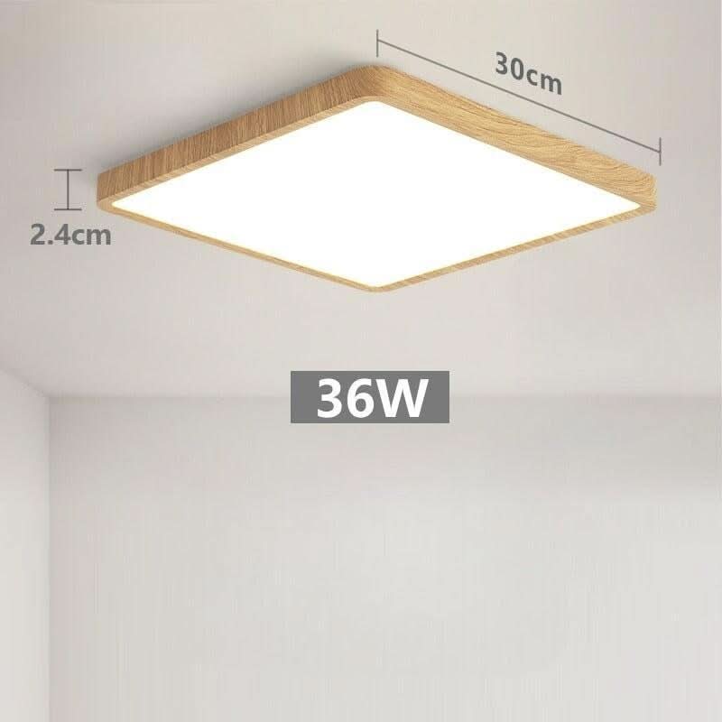Plafonnier Led Carré | Halo Sculpt - Designix Plafonnier Bois | 30cm | 36W Blanc Chaud