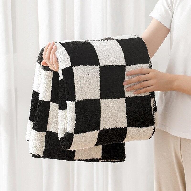 Plaid à Carreaux | Laine Douillette - Designix Plaid Noir & Blanc