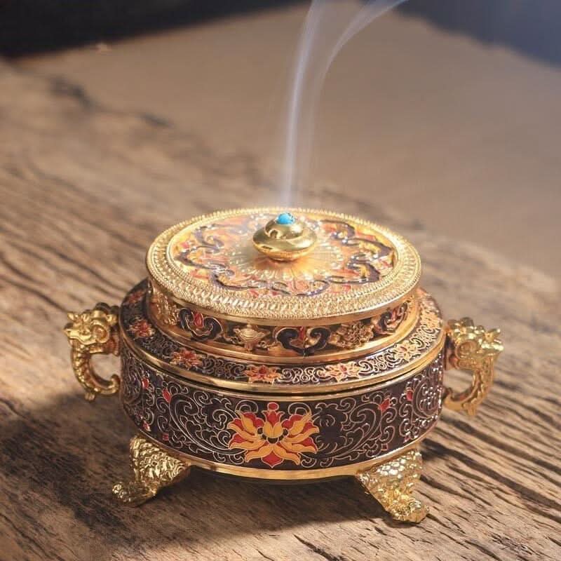 Porte Encens Tibétain | Arôme Subtil - Designix Porte encens Bleu | 7 x 10.6 cm